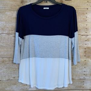 Chic Soul Luna Navy Striped Our Time Is Here Top Plus Size 2X NWOT